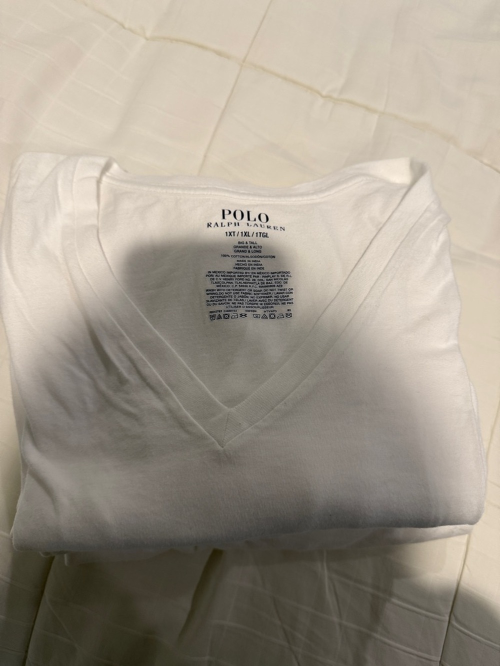 Polo by Ralph Lauren Men's White V-Neck Short Sleeve Tee